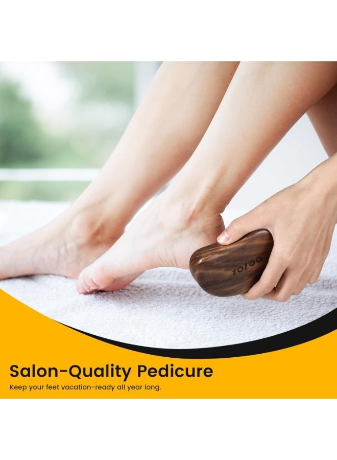BEZOX glass Foot Scrubber(1 PCS) - Nano-Glass Pedi Egg Pumice Stone for Feet Dead Skin, Plastic-Free Pedicure Foot File Callus Remover for Silky Smooth Feet - Walnut Wood Handled - Image 4